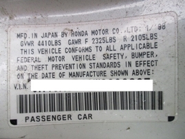 1998 ACURA TL WHITE 4DR 3.2L AT A16307
